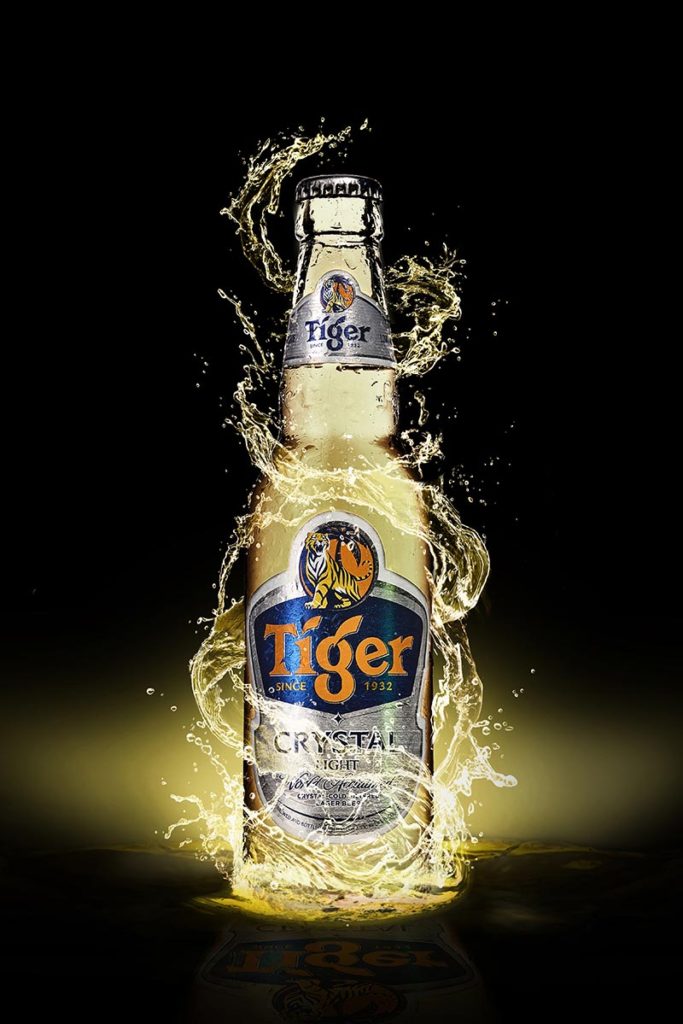 Tiger bottle beer in the water